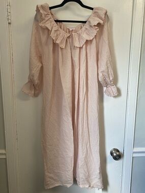 Women's Ruffle-Trim Long Nightgown in Light Pink